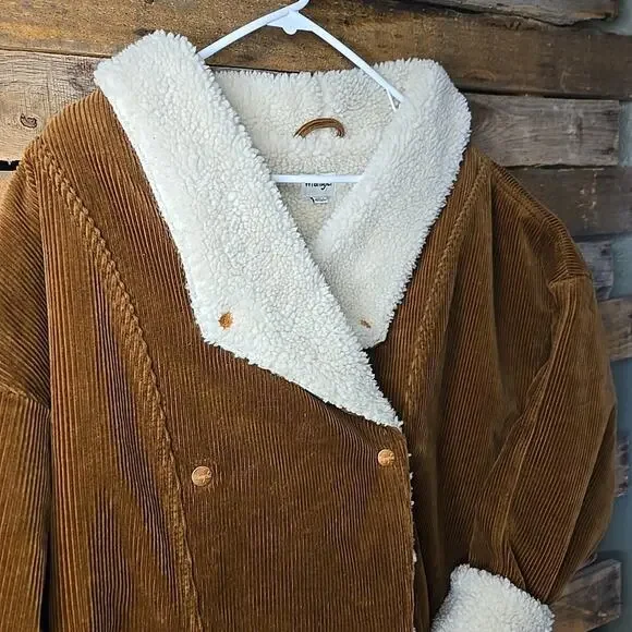 Wrangler Corduroy Ranch Coat Women's Large Sherpa Lined - Picture 5 of 11